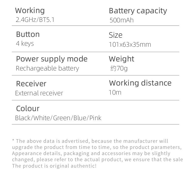 Dual mode draadloze Bluetooth-oplaadmuis met ingebouwde 500mAh-batterij, meerdere versies ergonomie_voghion.com