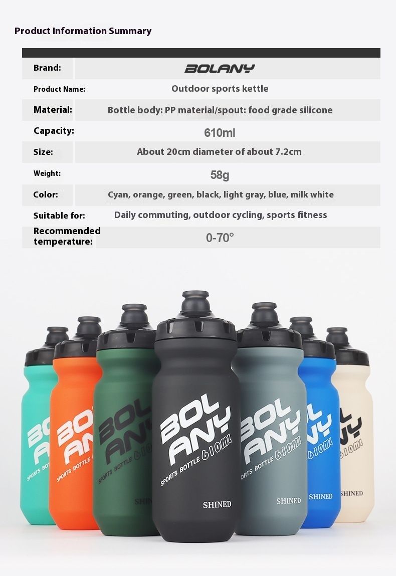 Bouteille d'eau portable Bolunni PP5 de qualité alimentaire, 610 ml, pour sports de plein air et cyclisme_voghion.com