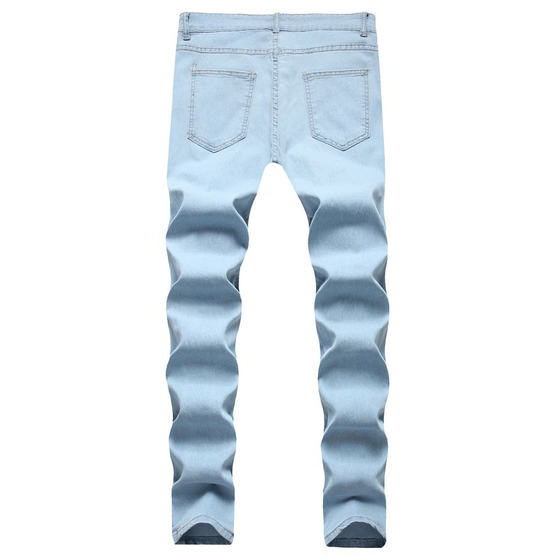 Wholesale of new white worn slim jeans for men in Europe and America_voghion.com