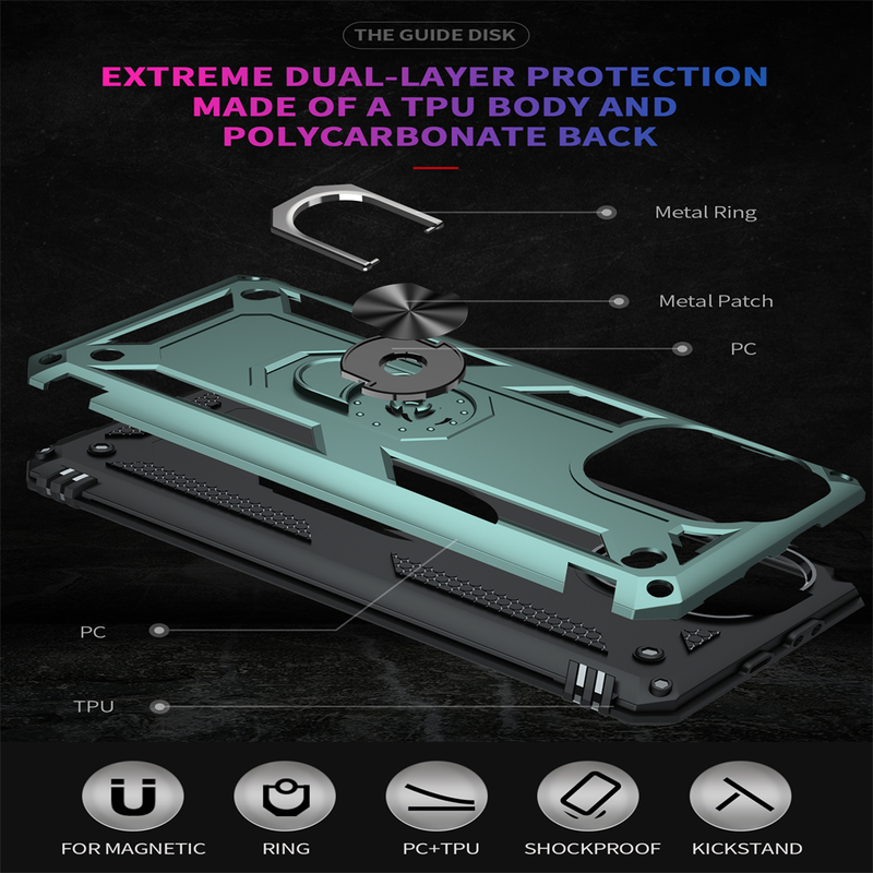 Custodia antiurto per armatura per Xiaomi Mi 11 Lite 5G NE 12 11T 10T Pro 12X Poco X3 X4 M3 M4 Pro F3 Magnete antiurto Shell Cas_voghion.com
