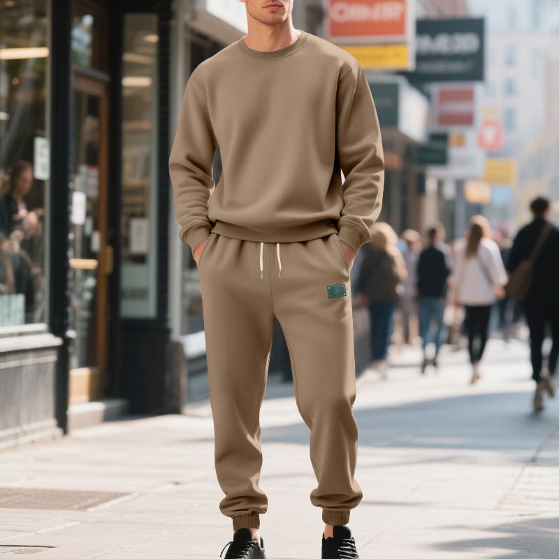 Conjunto de sudadera y jogger polar para hombre: sudadera abrigada de invierno con pantalones holgados (S-XXXL, 100 % poliéster)_voghion.com