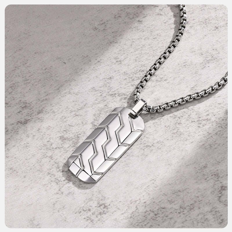 Ready Stock Vnox Cool Tire Pattern Necklaces Men Boys, Stainless Steel Geometric Bar Pendant Collar, Punk Stylish Gifts for Him_voghion.com