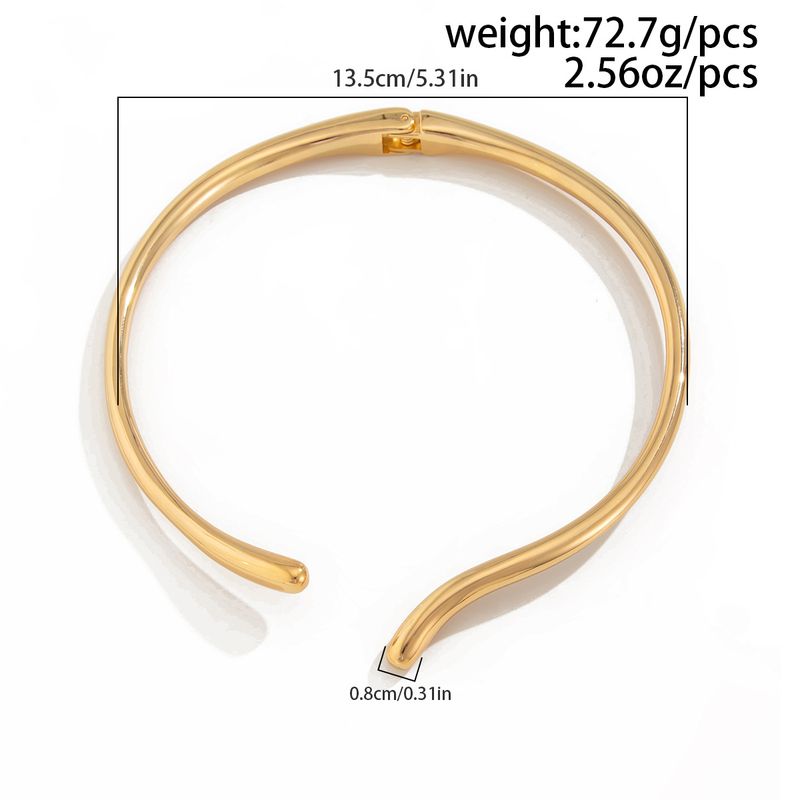 Personalized Metal Smooth Spring Open Collar Design With Ins Minimalist Water Droplet Plain Circle Choker_voghion.com