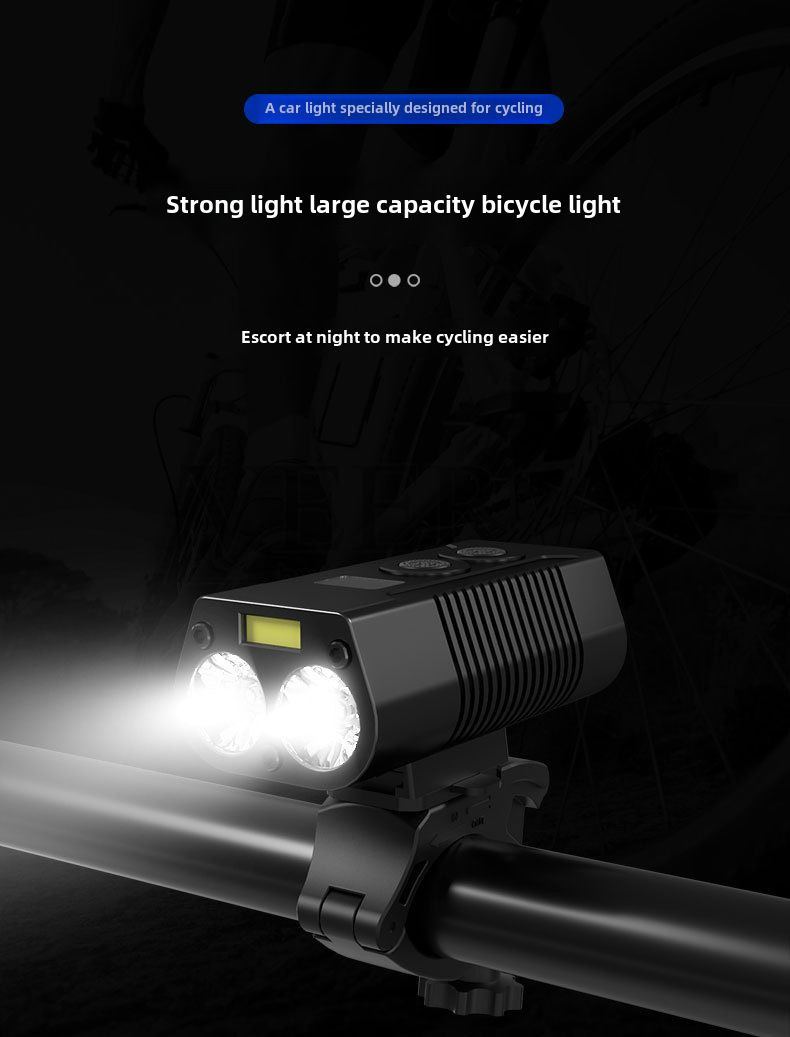 Cross-border hot-selling digital display with charging treasure double lamp bead cycling light headlight COB waterproof aluminum alloy bicycle light_voghion.com