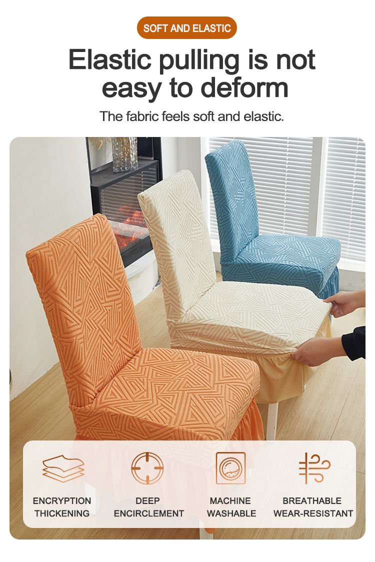 Luxury Jacquard Stretch Chair Covers, Full Coverage Slip-Resistant Seat Protectors For Dining & Office Chairs, Modern Decorative & Durable_voghion.com