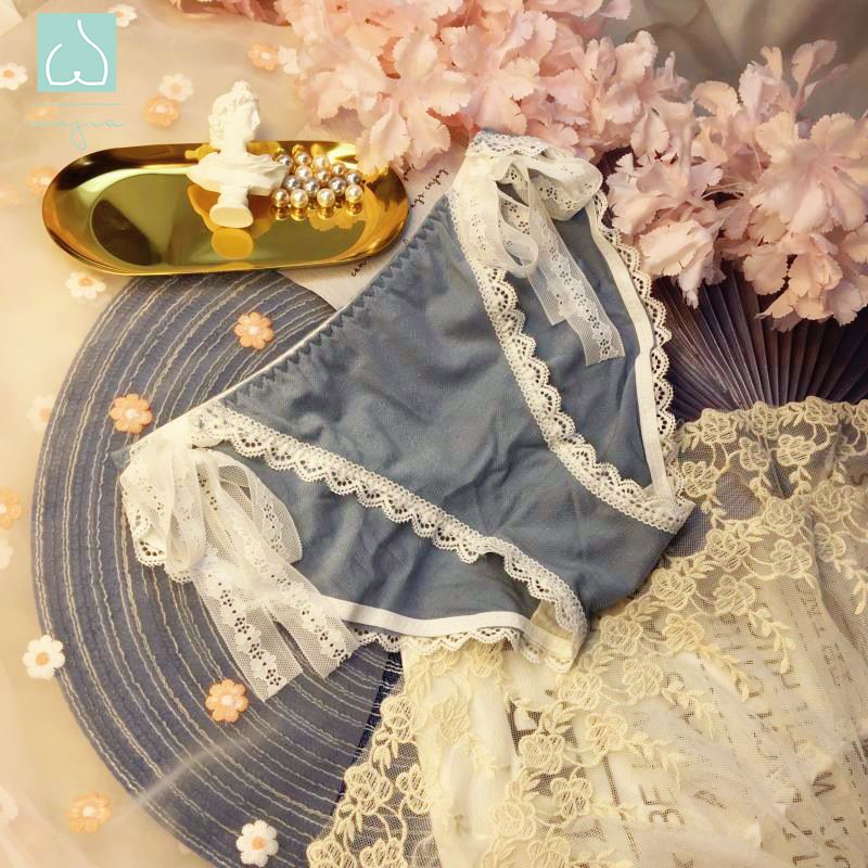2025d 2458#Strappy Cotton Panties Cute Sweet Lace Low Waist Girl Triangle Briefs_voghion.com