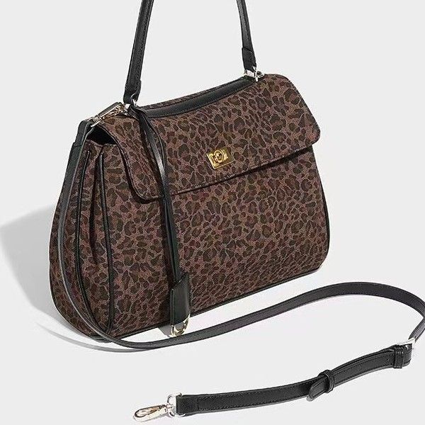 Borsa a tracolla grande e capiente da donna con stampa leopardata, primavera ed estate 2025, alla moda, versatile, per il tempo libero, quotidiano, semplice, personalizzata._voghion.com