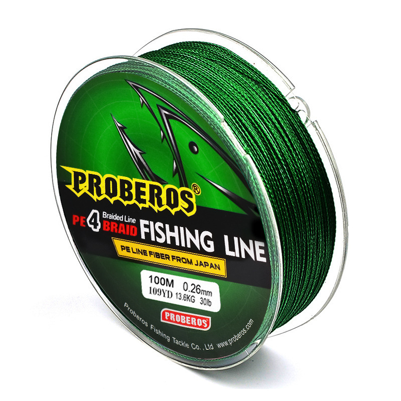 4-strand 100m Strong Horse Fishing Yellow/Blue/Red/Grey/Green 5 Colors PE 0.4#-10#Braided Line Green Label_voghion.com