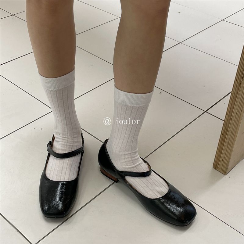Calzini bianchi e neri, calzini lunghi, calzini di cotone, calzini a tubo medio, calzini alti fino al ginocchio, calzini alla moda_voghion.com