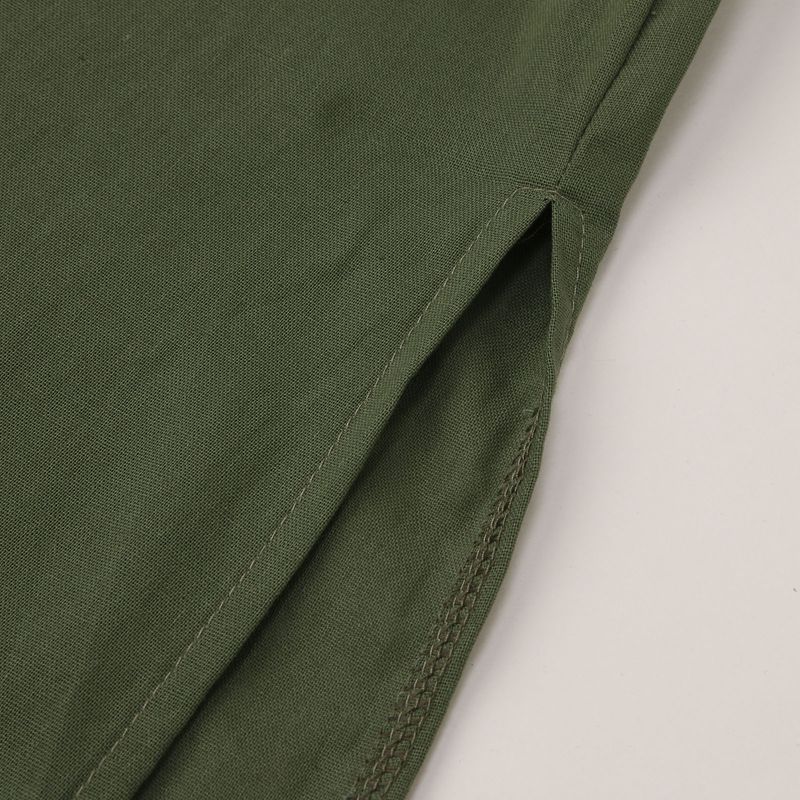 Túnica musulmana de estilo árabe, sencilla, de algodón y lino, larga, con cuello alto y botones para hombre._voghion.com
