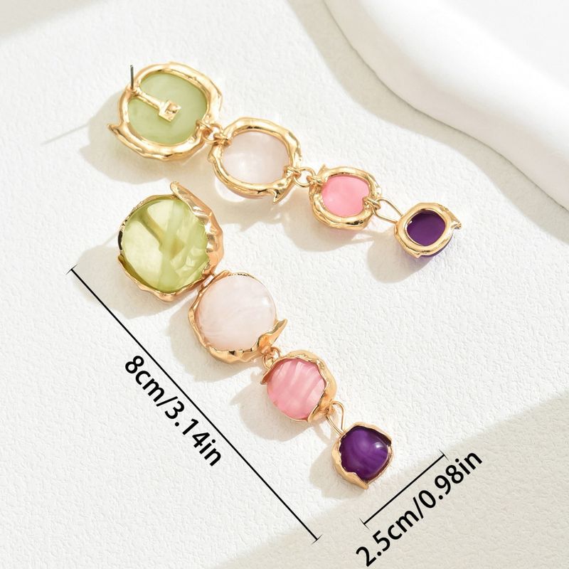 Orecchini rotondi geometrici semplici a forma di foresta per donna, con pietre preziose intarsiate, orecchini di design di alta qualità_voghion.com