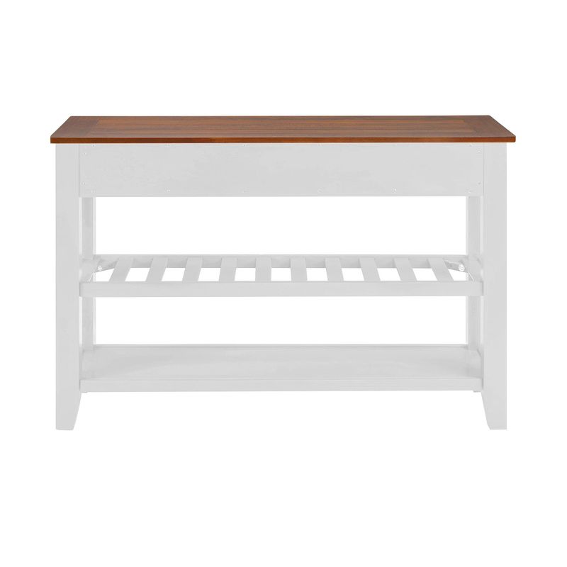 Retro Design Console Table With Two Open Shelves, Pine Solid Wood Frame And Legs For Living Room_voghion.com