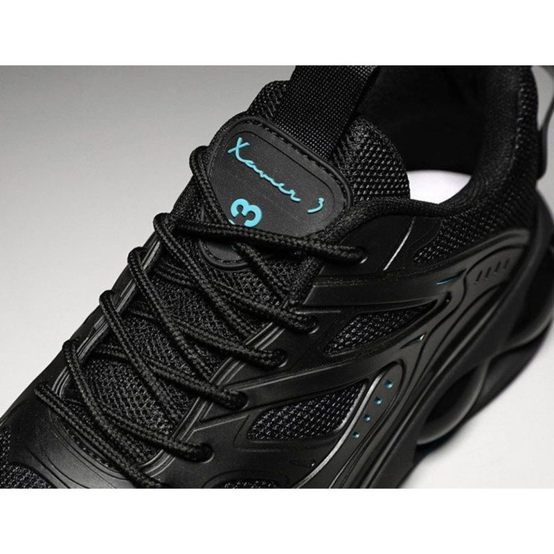 Chaussures de sport à coussin d'air pour hommes, basses à lacets, noires, Mamba, en maille, semelle épaisse, pour papa, nouvelle collection 2024_voghion.com