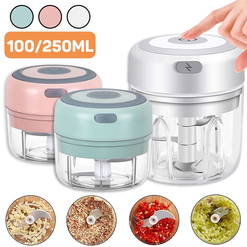 100/250mL Mini Tritatutto Elettrico per Aglio USB Ricaricabile Macchina per Schiacciare lo Zenzero Robusto Durevole Tritatutto per Peperoncino e Verdure Utensile da Cucina_voghion.com
