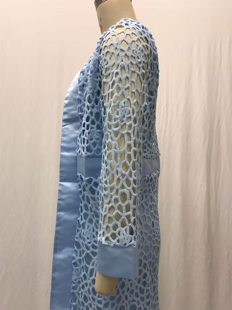 Vêtements pour femmes, robe cardigan en dentelle colorée, manteau deux pièces_voghion.com