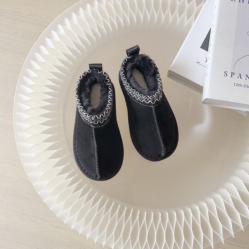 Botas de inverno quentes para crianças, calçados infantis estilo étnico, botas de neve infantis, forro de lã, grossos, antiderrapantes, sapatos curtos de algodão para neve_voghion.com