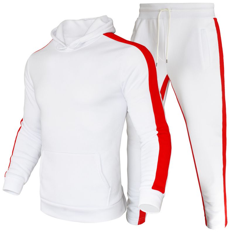 e set di maglioni a righe da donna New Sports Splice Felpa con cappuccio a contrasto fitness da uomo in due pezzi_voghion.com