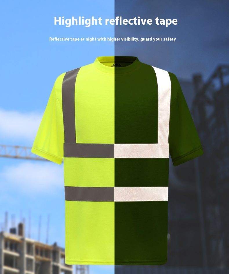 Round Neck T-shirt In Stock For Construction, Warehousing, Road Safety, Reflective Clothing, Short Sleeved Summer_voghion.com
