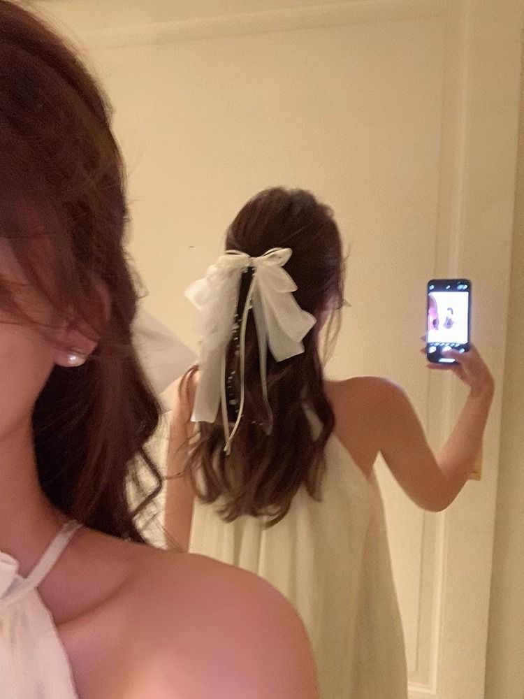 Super Fairy White Bow Hair Accessory For The Back Of Women's Heads Top Hair Clip Hair Accessories_voghion.com