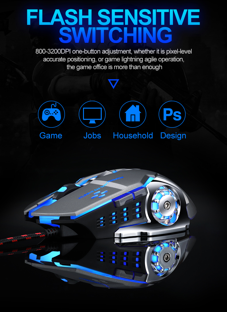 V Wired New Game Mouse ro Προγραμματισμός Μηχανικό ποντίκι DPI Επαγγελματικό ποντίκι υπολογιστή gaming για LoL_voghion.com