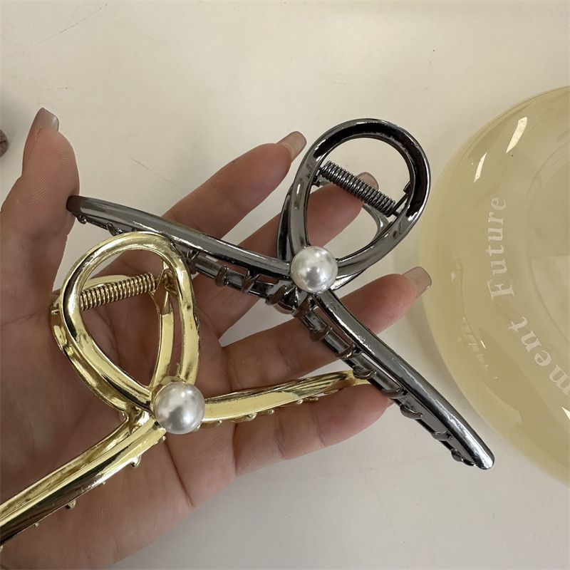 Daily Alloy Hanger Grab Clip Exquisite Pearl Texture Upgraded Hair Shark Clip Large Hair Accessories New Headwear_voghion.com