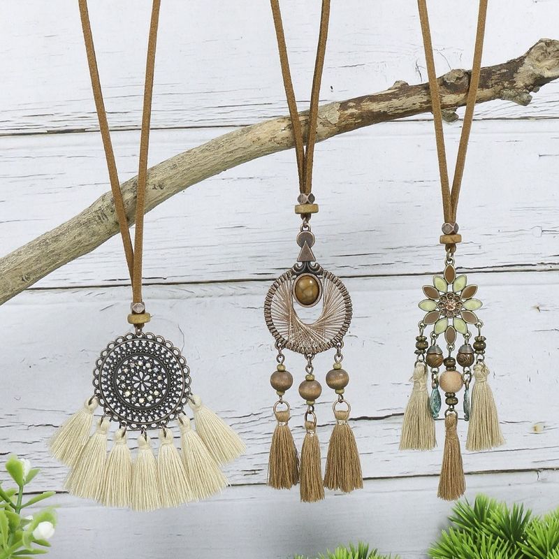 Mode Boho Lange Kwast Etnische Stijl Retro Wer Hanger Dames Trui Ketting Strand Reizen Dagelijkse Sieraden_voghion.com