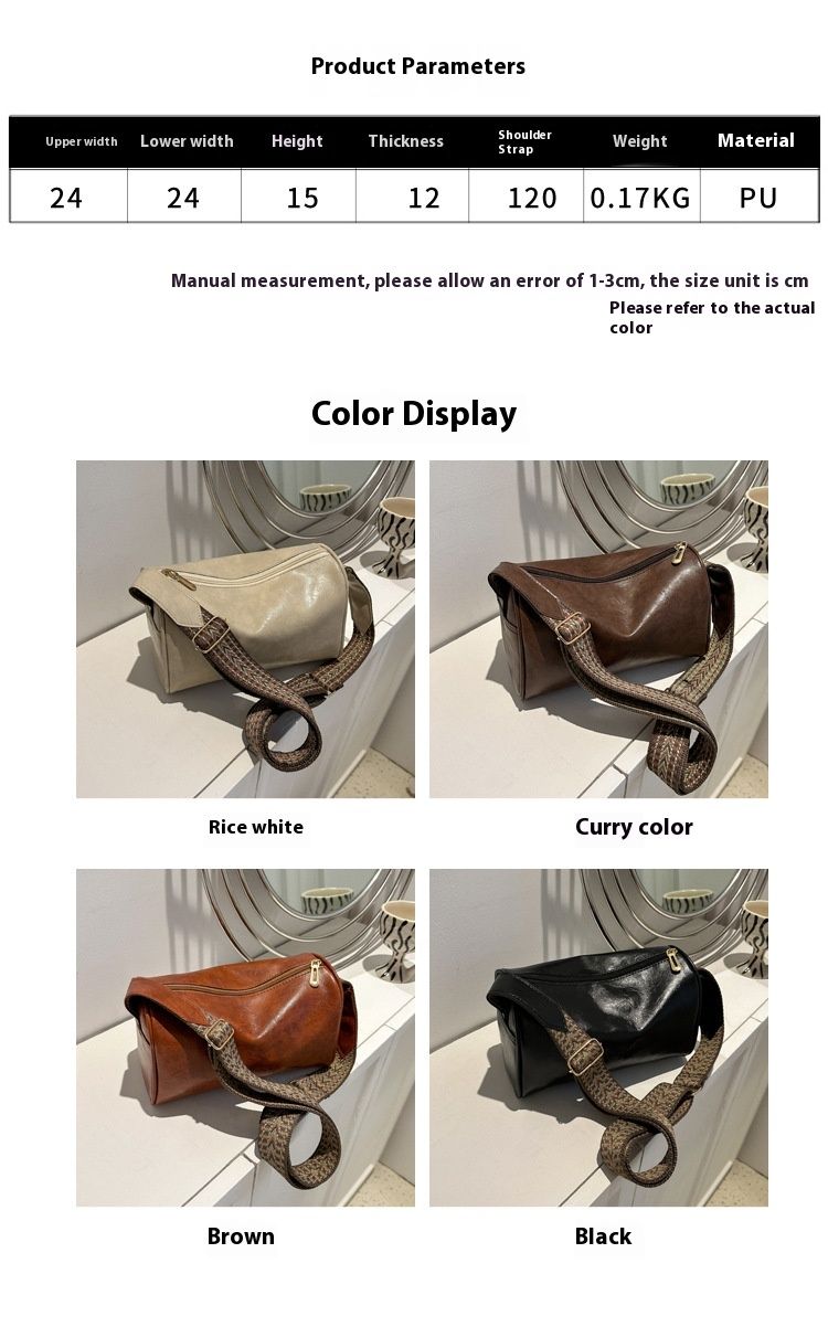 Borsa piccola retrò per donna 2024 Nuova borsa a tracolla singola con tracolla larga alla moda e casual per borsa a tracolla per ragazze_voghion.com