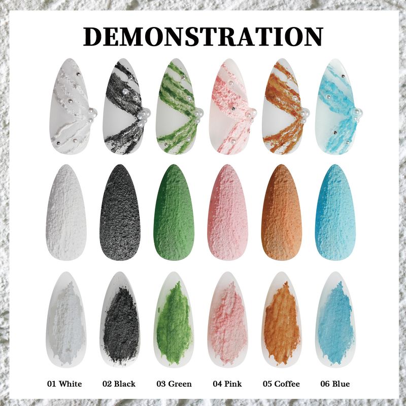 Japanese No-Wash Nail Art Gypsum 3D Relief Painting Sand Texture Black And White Micro Carving Glue_voghion.com