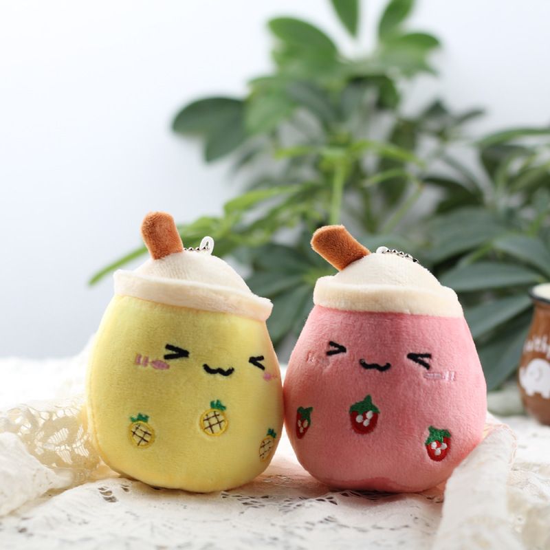 Plüsch-Fruchtmilch-Schlüsselanhänger mit süßer Teetasse, weiches kleines Plüschtier, Geschenk_voghion.com
