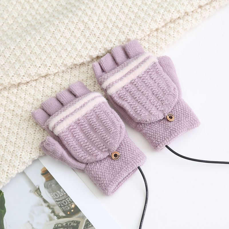 Guanti riscaldati elettrici a doppia faccia per adulti, senza dita, spessi e caldi, a mezze dita, riscaldati tramite USB_voghion.com