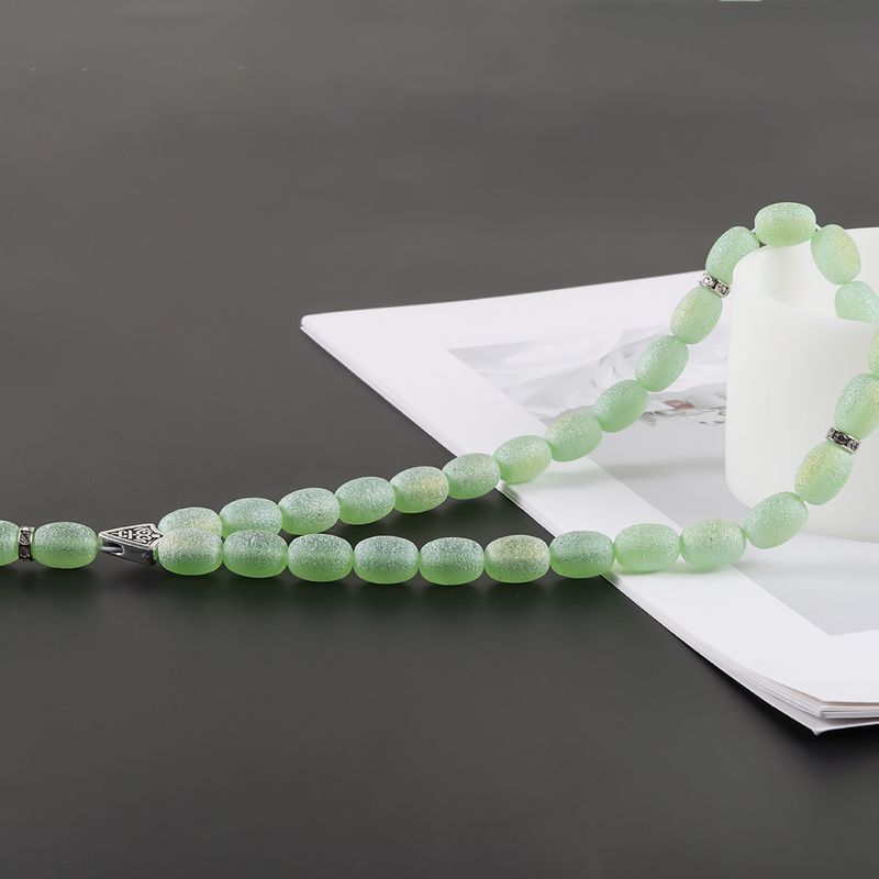 Rosario musulmán árabe de Oriente Medio, 33 cuentas ovaladas esmeriladas, pulsera de oración BR2210_voghion.com