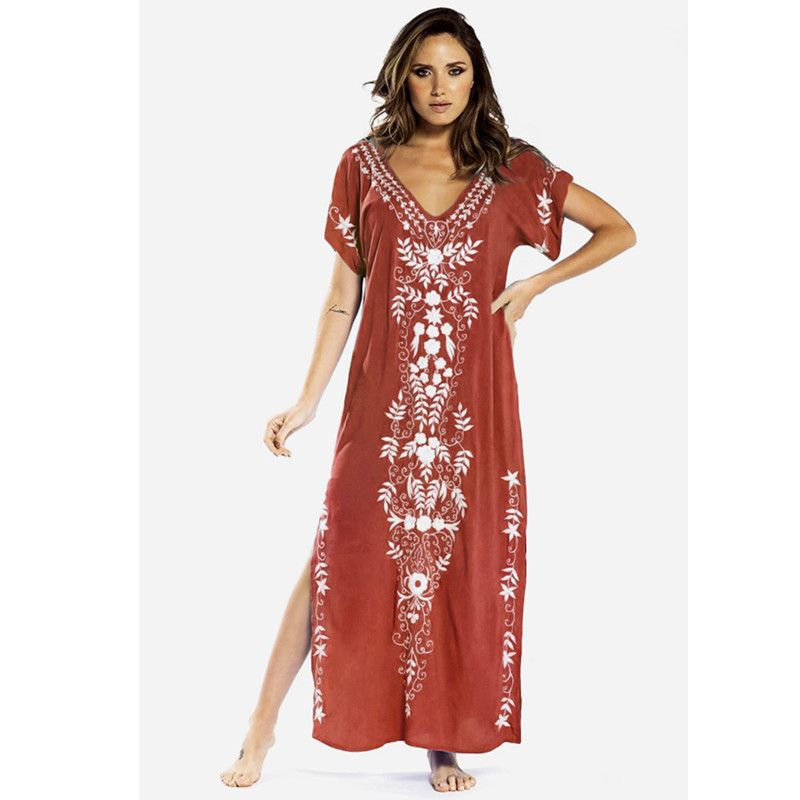 popolare copricostume da spiaggia ricamato in rayon da donna, stile abito ricamato, camicia di protezione solare per bikini al mare, 20 colori_voghion.com