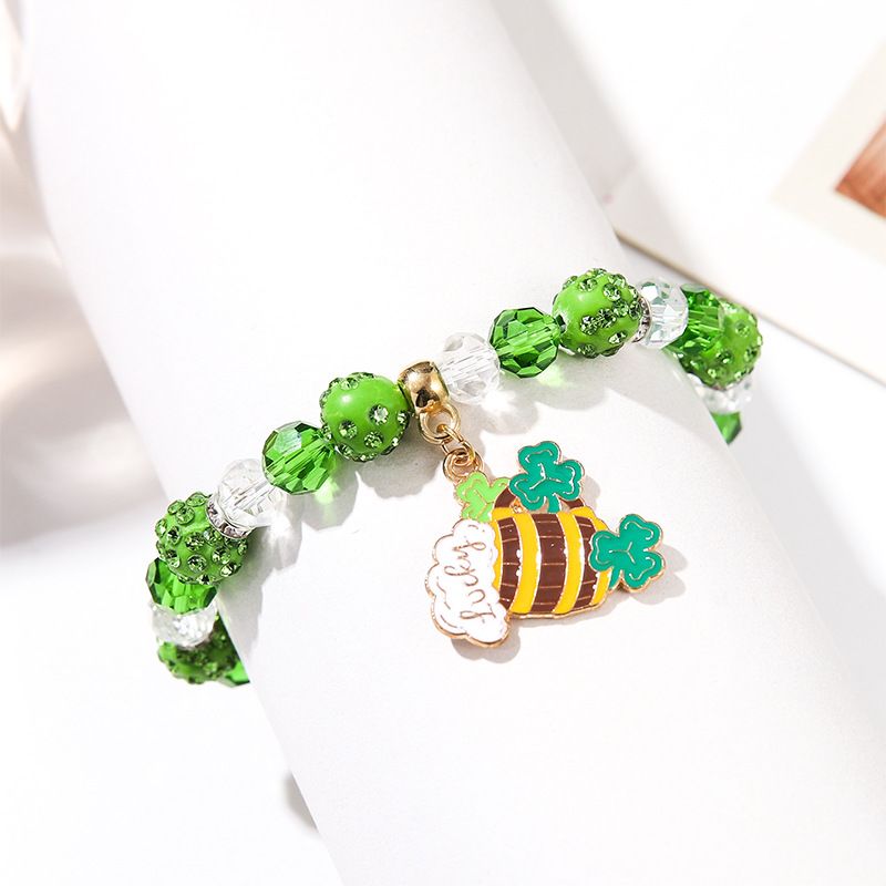 St. Patrick beaded bracelet niche pearl acrylic bracelet alloy pendant jewelry_voghion.com