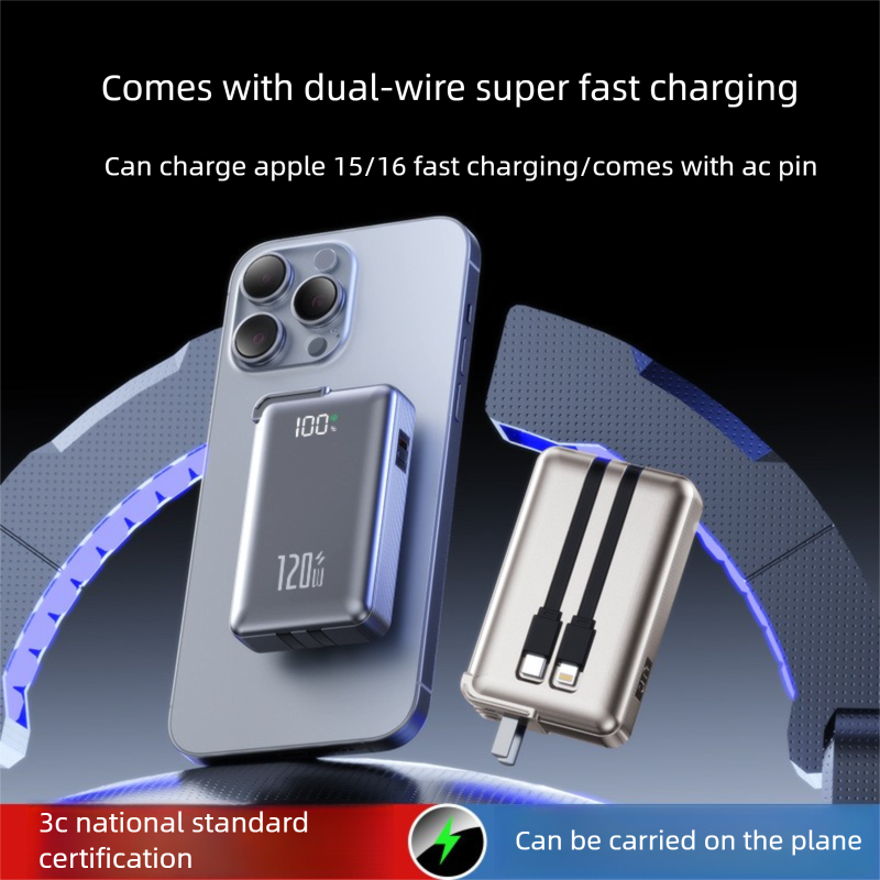 Neuer 3C-zertifizierter Bank-AC-Wandstecker mit integriertem Kabel, superschnelles Laden, kompaktes tragbares mobiles Netzteil_voghion.com