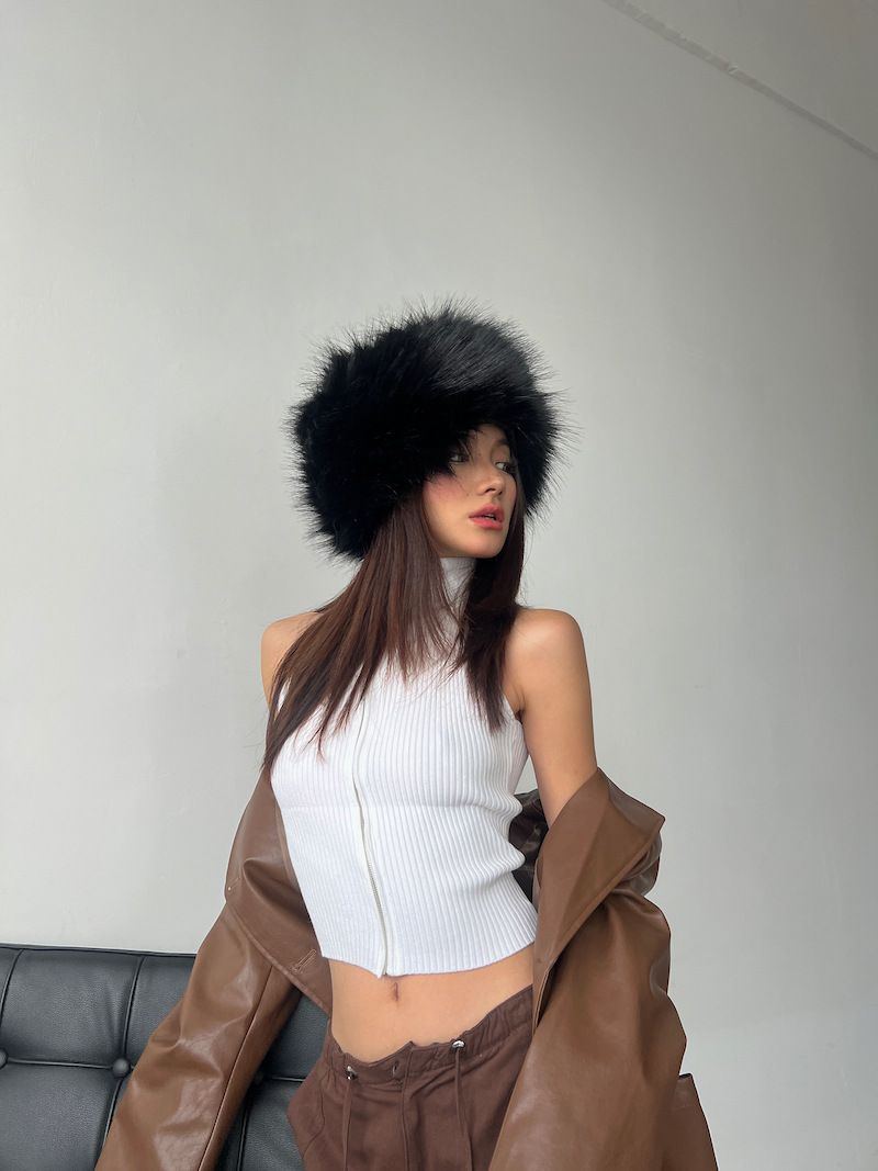 Pălărie de pluș gros de iarnă ins plush new nurca y2k subculture dome pălărie de femei mileniu_voghion.com