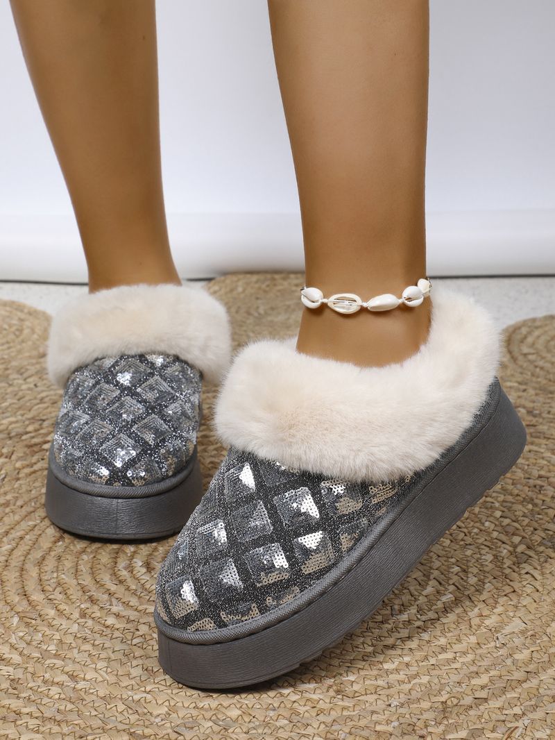 Nuovi stivali da neve casual con plateau e slip-on, caldi stivali bassi e pelosi_voghion.com