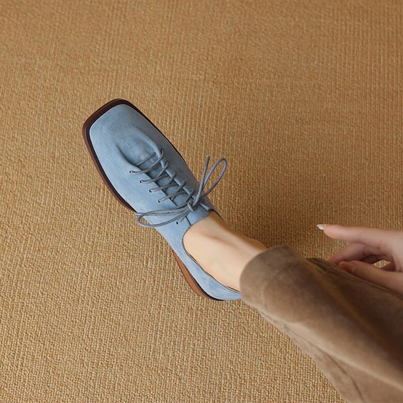 DIMANYU Real Leather 2025 Spring New Lace-Up Single Female Thick Heels Plus Size Women's Oxford Shoes_voghion.com