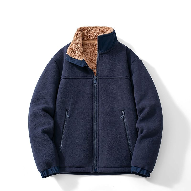 Sheep Wool Thickened Jacket Cardigan Stand Collar Plus Size Polar Fleece Sweatshirt Coat_voghion.com