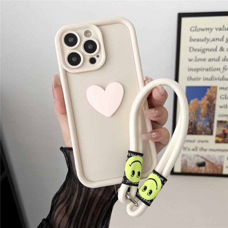 3D Love Heart+Lanyard Telefoncover Til Samsung Galaxy S24 S23 S21 Plus S24 S23 Ultra S23 S21 S20 FE S24+ S23+ S22+ S21 Blødt Cover_voghion.com