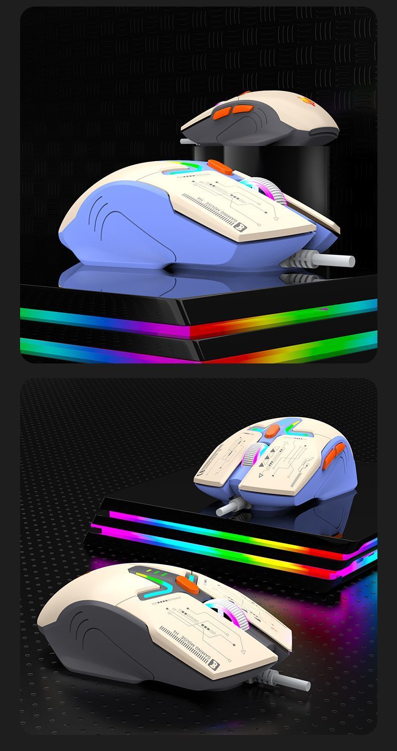 Mouse da gioco universale con illuminazione colorata e DPI regolabile, cablato e ponderato, per laptop e desktop_voghion.com