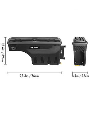 VEVOR Truck Bed Storage Box, Lockable Lid, Waterproof ABS Wheel Well Tool Box 6.6 Gal/20 L with Password Padlock, Compatible with Dodge Ram 1500 2019-_voghion.com