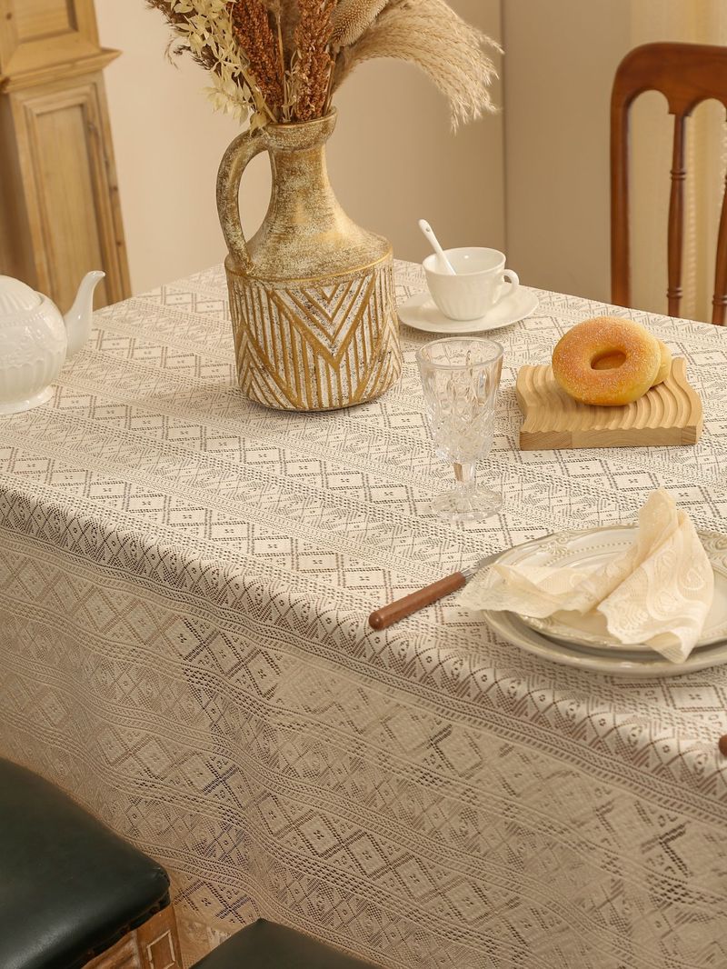 Tovaglia di pizzo retrò di lusso nordico leggero, antipolvere, isolamento termico, abbellimento, copritavolo da caffè_voghion.com