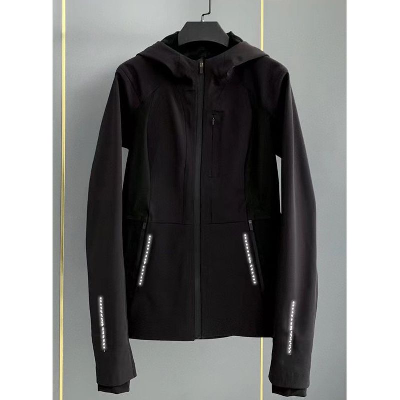 Autumn Winter Zipper Cardigan Waterproof Hooded Yoga Slimming Sports Jacket Fleece Coat For Women_voghion.com