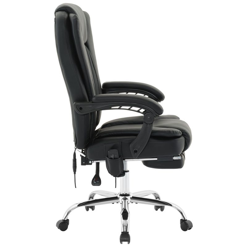 Massage Office Chair With Heat And 6 Vibration Points,Executive Office Chair With Foot Rest And Padded Armrests,Reclining Backrest And Wheels_voghion.com