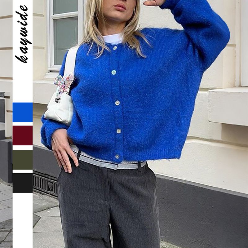 Diyun, gilet casual semplice a maniche lunghe da donna, lavorato a maglia, autunno inverno 2025_voghion.com