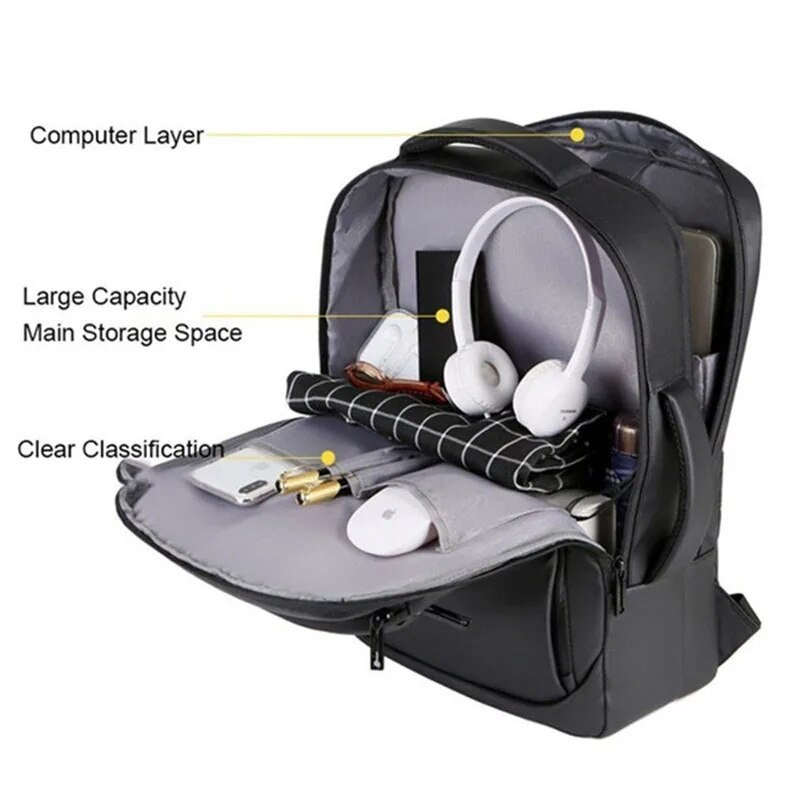 Rucsac elegant pentru notebook de 15,6" pentru bărbați, impermeabil, la modă, nou_voghion.com
