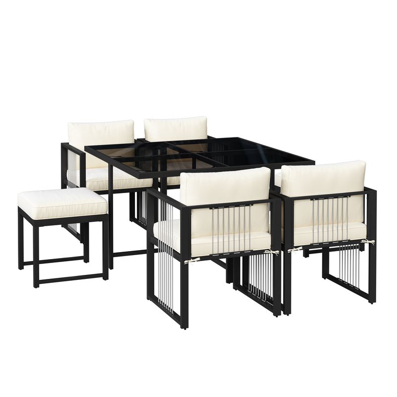 Set da 7 posti per esterni per 6 persone, tavolo con superficie in vetro_voghion.com