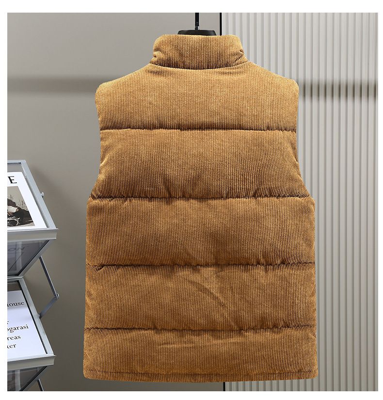 Herrenbekleidung Daunenweste aus Baumwolle Herrenweste aus dickem Cord im Herbst und Winter, Stehkragenweste, trendige Jacke, warme Weste, Weste, Schulteroberbekleidung_voghion.com