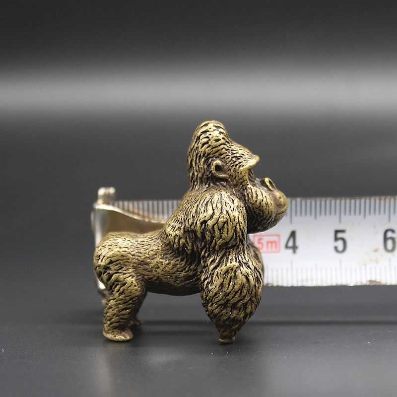 Precisionsmassiv gorilla liten prydnad, konst, husdjur, apa, kopparhandtag, antik mikrosnideri, antik, gammal bronsvara_voghion.com
