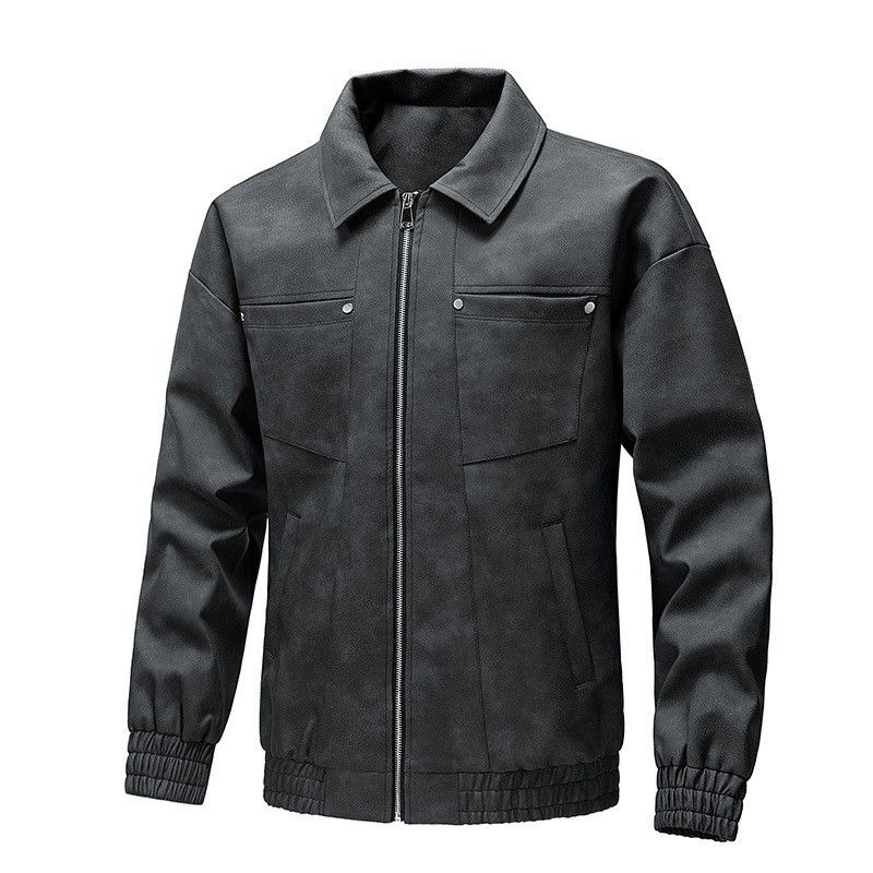 Herren Lederjacke Motorrad Rennanzug Stehkragen Herrenjacke_voghion.com